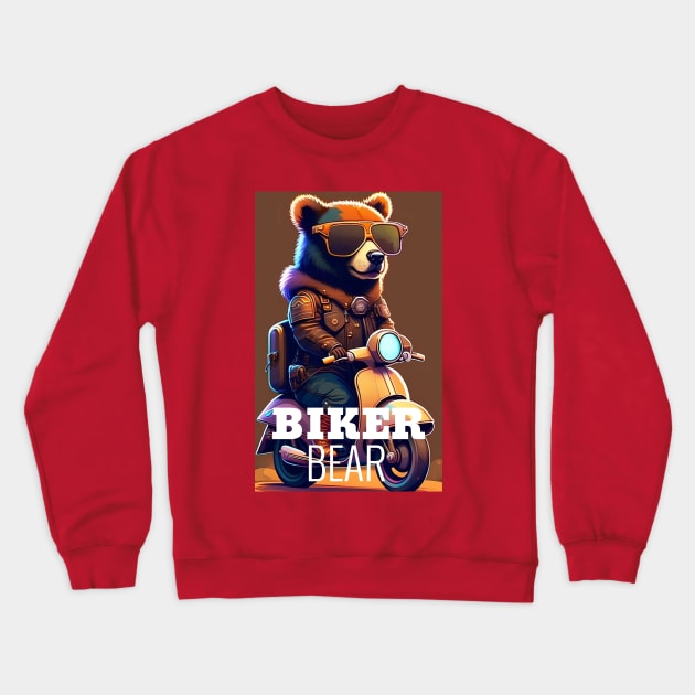 Biker Bear Crewneck Sweatshirt by Oneness Creations